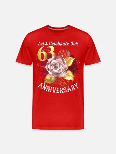 63ste verjaardag, jubileumviering, huwelijksverjaardag - Mannen premium biologisch T-shirt - rood