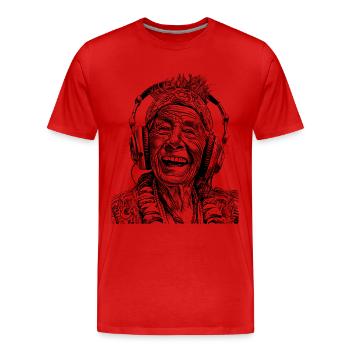 Hippie Harmony: Timeless Music T-Shirt Adventure - T-shirt bio Premium Homme - rouge - Devant - Damien (186cm)