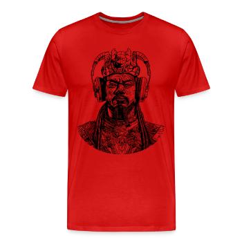 Samurai-Beat der Zukunft: Hip-Hop auf Shirt - Männer Premium Bio T-Shirt - Rot - Vorne - Damien (186cm)