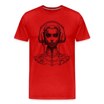 Innovatives Shirt: Cyborg-Design für Drohnenpilot - Männer Premium Bio T-Shirt - Rot - Vorne - Damien (186cm)