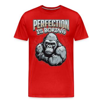 Funny Gorilla Monkey Saying, Comic - Men's Premium Organic T-Shirt - red - Front - Damien (186cm)