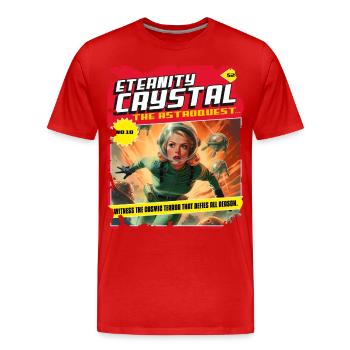 50s, 1950's Comic, Space Spaceship Cosmic - Men's Premium Organic T-Shirt - red - Front - Damien (186cm)