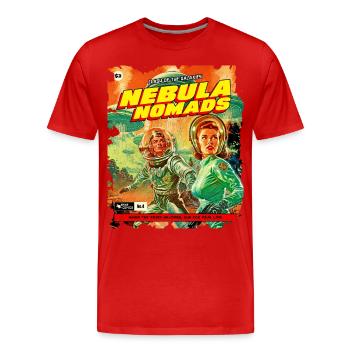 Comicstrip, 50er Jahre Comic, Nebula Nomaden - Männer Premium Bio T-Shirt - Rot - Vorne - Damien (186cm)