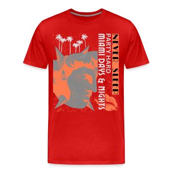 Miami Florida, Party feiern, Art Deco Poster - Männer Premium Bio T-Shirt - Rot - Vorne - Damien (186cm)