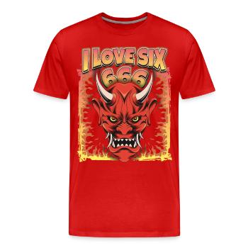 Diable-Diable, Satan Disant 666 - T-shirt bio Premium Homme - rouge - Devant - Damien (186cm)