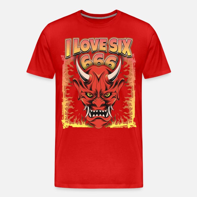 Teufel-Devil, Satan Spruch 666 - Männer Premium Bio T-Shirt - Rot