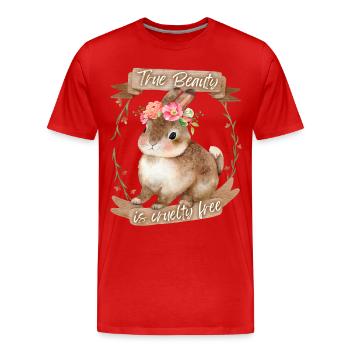 Petit lapin, lapin, bien-être animal, Vegan, dicton - T-shirt bio Premium Homme - rouge - Devant - Damien (186cm)