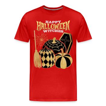 Halloween Gold Hexe, Kürbisse Sarg lustiger Spruch - Männer Premium Bio T-Shirt - Rot - Vorne - Damien (186cm)