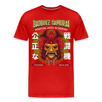 Japanese Martial Arts, Samurai Oni, Mask, Saying - Men's Premium Organic T-Shirt - red - Front - Damien (186cm)