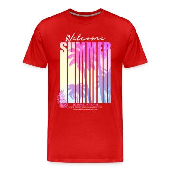 Dicton d’été, Palmiers, Californie, Monterey Beach - T-shirt bio Premium Homme - rouge - Devant - Damien (186cm)