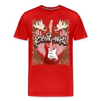 Guitare Guitare électrique, Rock n Roll Dire Ange Chérubins - T-shirt bio Premium Homme - rouge - Devant - Damien (186cm)