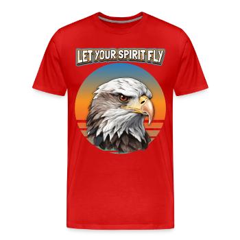 Motif d’aigle, Illustration d’aigle, dicton - T-shirt bio Premium Homme - rouge - Devant - Damien (186cm)