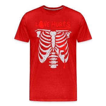 Mal D’amour, Drôle De Squelette, Coeur D’amour, Dire - T-shirt bio Premium Homme - rouge - Devant - Damien (186cm)