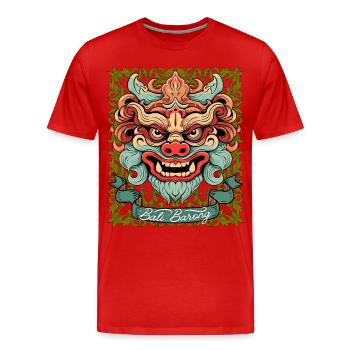 Masque d’Asie, divinité indonésienne Barong, Bali - T-shirt bio Premium Homme - rouge - Devant - Damien (186cm)