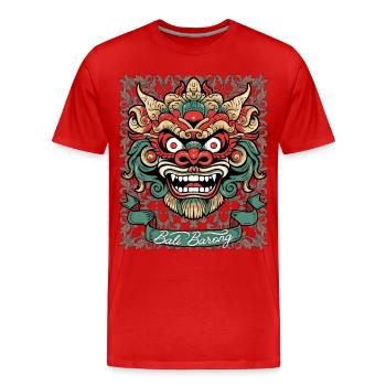 Masque d’Asie, divinité indonésienne Barong, Bali - T-shirt bio Premium Homme - rouge - Devant - Damien (186cm)