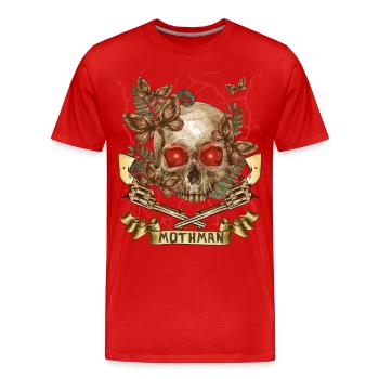 Mothman, Mothman, Crâne, Pistolets Crâne - T-shirt bio Premium Homme - rouge - Devant - Damien (186cm)