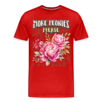 Pfingstrosen Illustration, Pink-Peony, Spruch - Männer Premium Bio T-Shirt - Rot - Vorne - Damien (186cm)