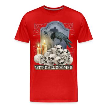 Scary Skull, Black Raven, Spider - Men's Premium Organic T-Shirt - red - Front - Damien (186cm)