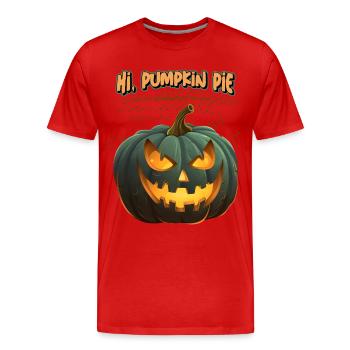 Pumpkin Pie, Pumpkin Saying, Halloween Pumpkins - Men's Premium Organic T-Shirt - red - Front - Damien (186cm)