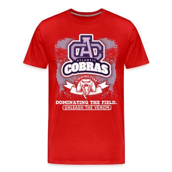 Football, Cobras Club Logo, Football Club Saying - Men's Premium Organic T-Shirt - red - Front - Damien (186cm)