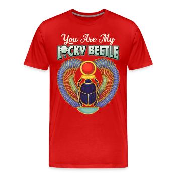 Valentine's Day Scarab, Love Love Saying - Men's Premium Organic T-Shirt - red - Front - Damien (186cm)