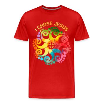 Jesus Christus Spruch Regenbogen-Mandala LGBTQ - Männer Premium Bio T-Shirt - Rot - Vorne - Damien (186cm)