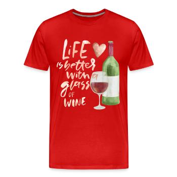Wine Drinker Funny Saying, Wine Bottle, Wine Glass - Men's Premium Organic T-Shirt - red - Front - Damien (186cm)