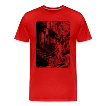 NYC Comic-Bild: unverwechselbares Design für Biker - Männer Premium Bio T-Shirt - Rot - Vorne - Damien (186cm)
