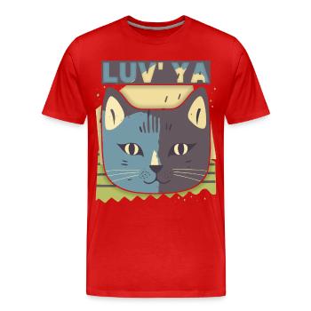 Valentine's Day Cat, Cat Head, Declaration of Love - Men's Premium Organic T-Shirt - red - Front - Damien (186cm)