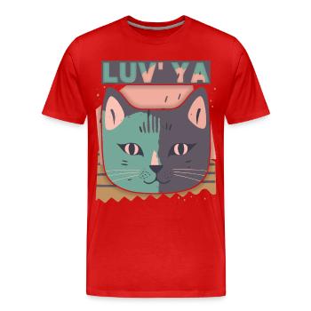 Cat Head, Valentine's Day Cat, Declaration of Love - Men's Premium Organic T-Shirt - red - Front - Damien (186cm)