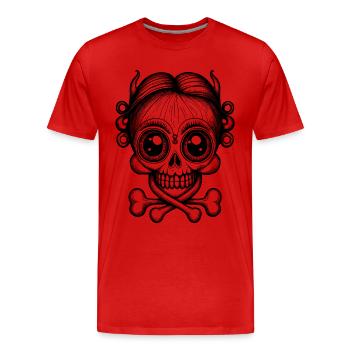 Fascination of horror: shirt, cute skull - Men's Premium Organic T-Shirt - red - Front - Damien (186cm)