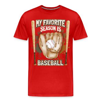 Baseball, Drôle De Sport Dire Gant De Baseball - T-shirt bio Premium Homme - rouge - Devant - Damien (186cm)