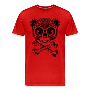 Plush Revolt: Teddy Bear in Cute Skull Outfit - Men's Premium Organic T-Shirt - red - Front - Damien (186cm)