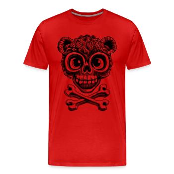 Punky Teddy Skull Shirt: Provocative Message - Men's Premium Organic T-Shirt - red - Front - Damien (186cm)