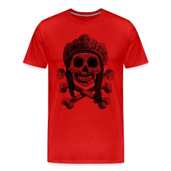 Rastafari-Totenkopf: Rebellisches Shirt - Männer Premium Bio T-Shirt - Rot - Vorne - Damien (186cm)