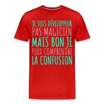 Humour Geek Cadeau Développeur Codeur Programmeur - T-shirt bio Premium Homme - rouge - Devant - Damien (186cm)