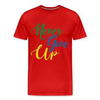 Ne jamais abandonner - T-shirt bio Premium Homme - rouge - Devant - Damien (186cm)