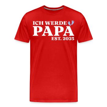 Ich werde Papa 2025 Schwangerschaft verkünden - Männer Premium Bio T-Shirt - Rot - Vorne - Damien (186cm)