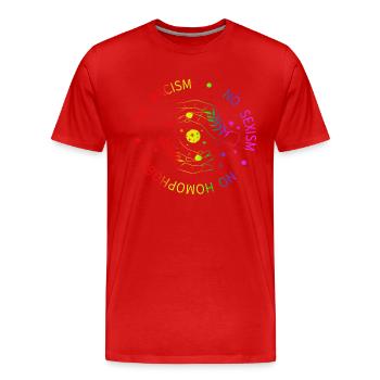 Magic Hands Moon Pentagram Symbol - No Racism - Männer Premium Bio T-Shirt - Rot - Vorne - Damien (186cm)