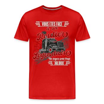Routier légendaire cadeau chauffeur poids lourd - T-shirt bio Premium Homme - rouge - Devant - Damien (186cm)