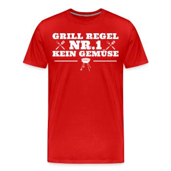 Grill Regeln Kein Gemüse Barbecue - Männer Premium Bio T-Shirt - Rot - Vorne - Damien (186cm)