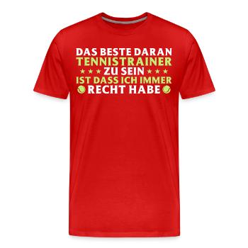 Tennis Trainer hat immer recht Tennistrainer - Männer Premium Bio T-Shirt - Rot - Vorne - Damien (186cm)