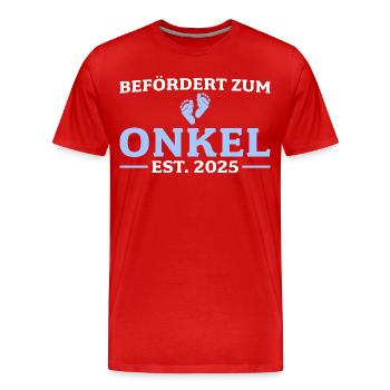 Onkel 2025 Babyparty - Männer Premium Bio T-Shirt - Rot - Vorne - Damien (186cm)