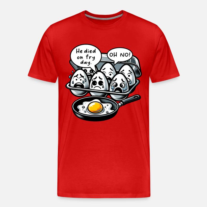 Eier Spiegelei Oster Meme - Männer Premium Bio T-Shirt - Rot
