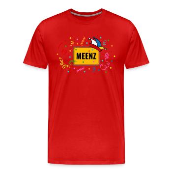 Meenz Fastnacht Fasching Ortsschild Narrenkappe - Männer Premium Bio T-Shirt - Rot - Vorne - Damien (186cm)