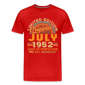 Naissance: Juillet 1952, Date de naissance: Juillet 1952 - T-shirt bio Premium Homme - rouge - Devant - Damien (186cm)