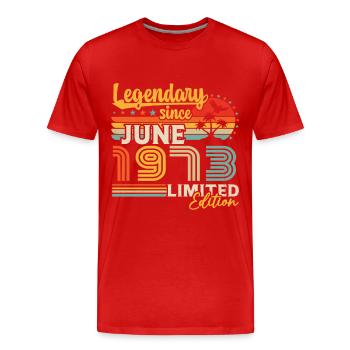 Legendär seit Juni 1973 Geburtstagsgeschenk - Männer Premium Bio T-Shirt - Rot - Vorne - Damien (186cm)
