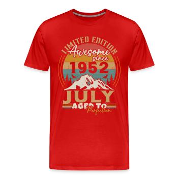 Naissance: Juillet 1952, Date de naissance: Juillet 1952 - T-shirt bio Premium Homme - rouge - Devant - Damien (186cm)