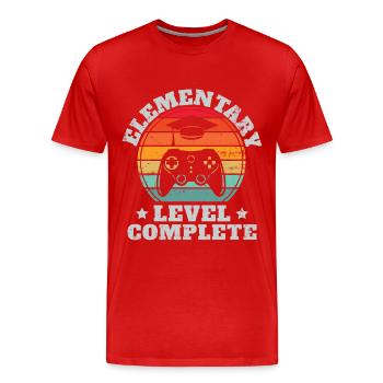 Grundstufe Full Level Videospiel-Diplom - Männer Premium Bio T-Shirt - Rot - Vorne - Damien (186cm)