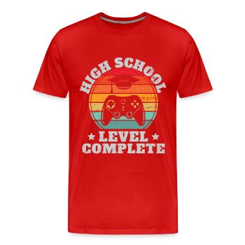 High School Level Complete Retro Graduation Video Gamer - Men's Premium Organic T-Shirt - red - Front - Damien (186cm)